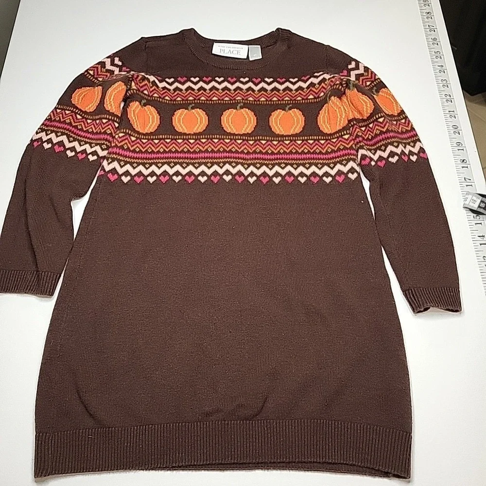 THE CHILDREN'S‎ PLACE Toddler Girls' 4T Orange Brown Pumpkin Fall Sweater Dress